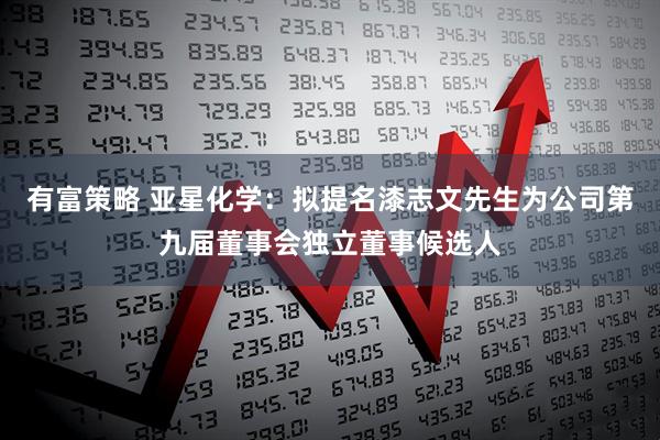 有富策略 亚星化学：拟提名漆志文先生为公司第九届董事会独立董事候选人