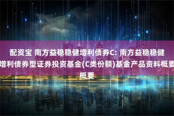 配资宝 南方益稳稳健增利债券C: 南方益稳稳健增利债券型证券投资基金(C类份额)基金产品资料概要